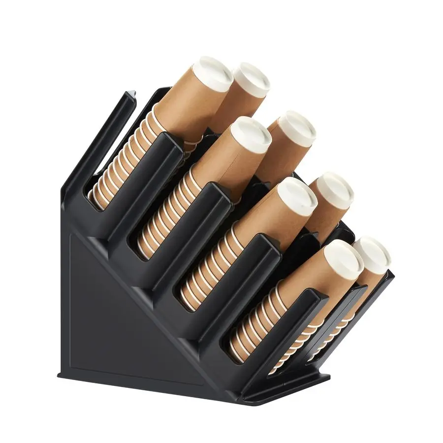 

Disposable Paper Cup Dispenser, Lid Dispenser 8 Compartment PC Coffee Cup and Lid Storage Organizer for Countertop Bar, Beverage