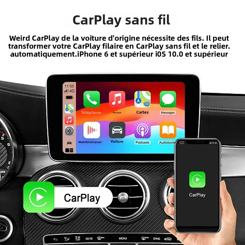 Android 13 Car AI Box Adaptador inalámbrico Carplay Android Auto para sistemas inteligentes de coche Netflix YouTube