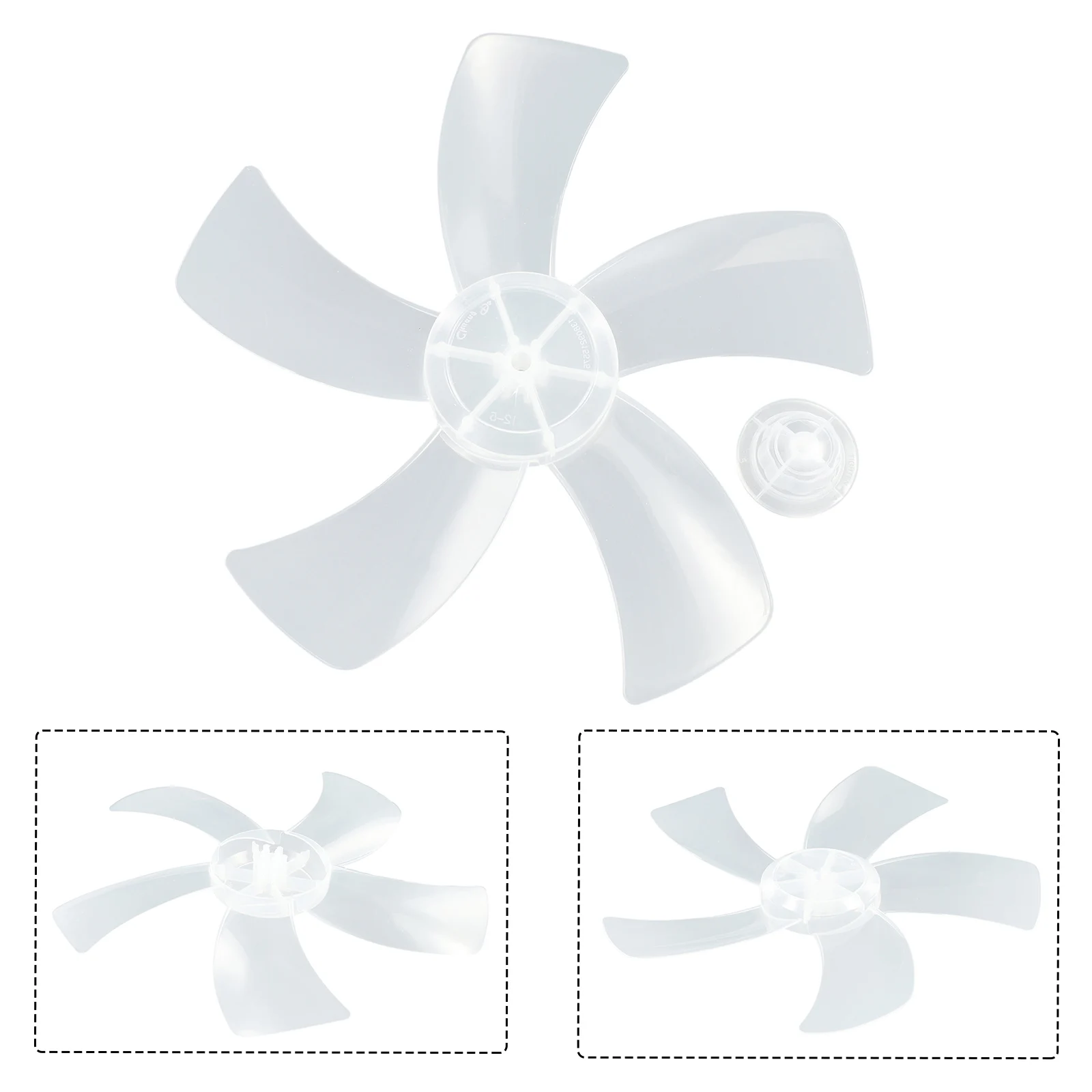 Five Leaf Design 12 Inch Household Fan Blade Replacement with Nut Cover for Efficient Cooling in Stand and Desk Fans