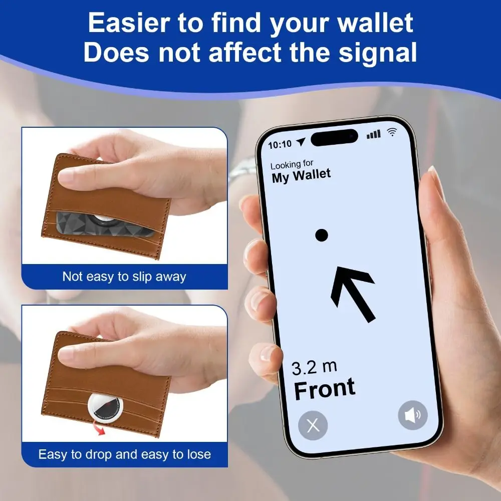 กระเป๋าสตางค์บางเฉียบคุณภาพสูงรอบผู้ถือบัตรแบบนุ่มฝาครอบป้องกันมัลติฟังก์ชั่นสําหรับคีย์ Airtag