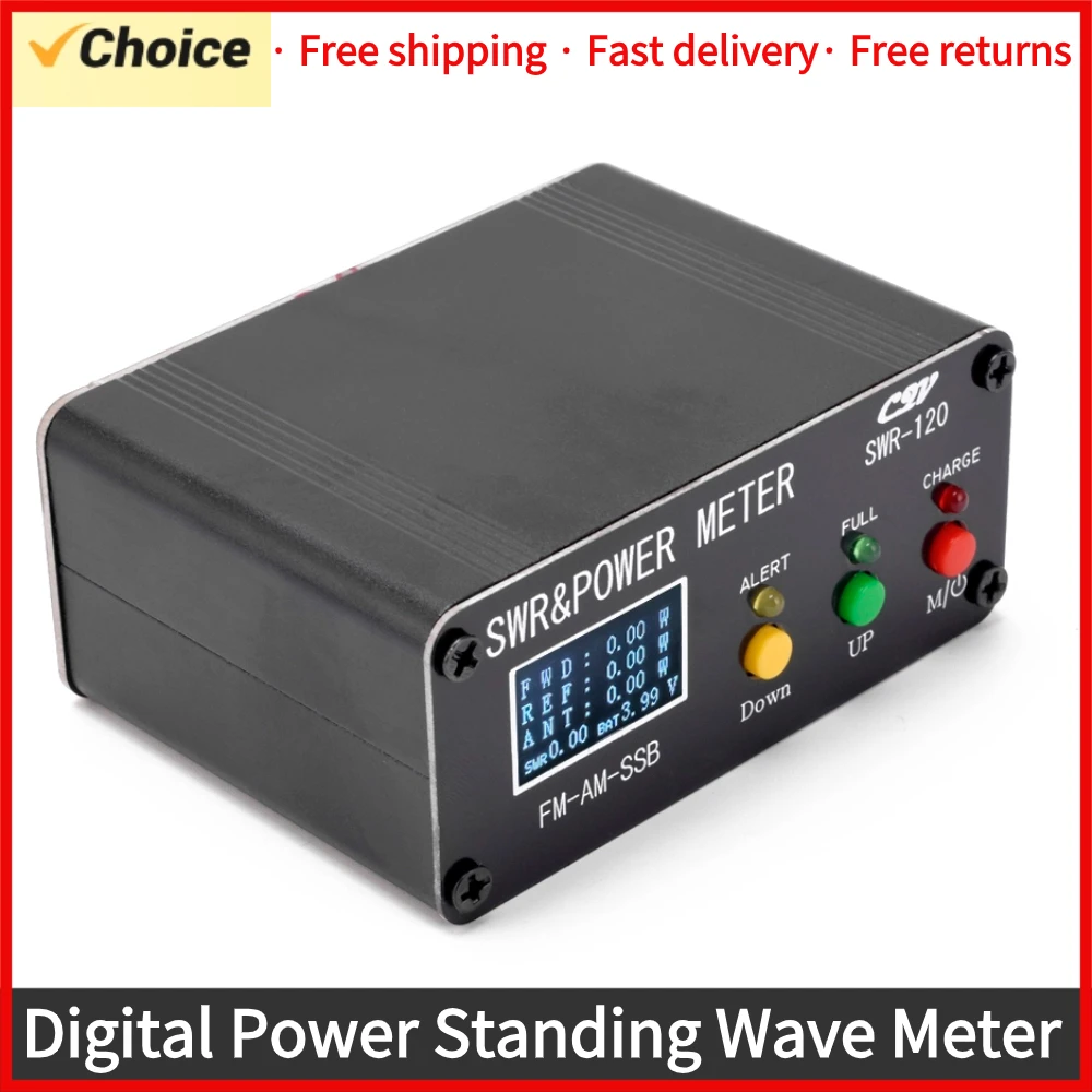 

120W SWR Digital Power Standing Wave Meter 1.8-54MHz Shortwave Meter FM AM SSB Modes SWR/Power Adjustable SWR Alarm Function