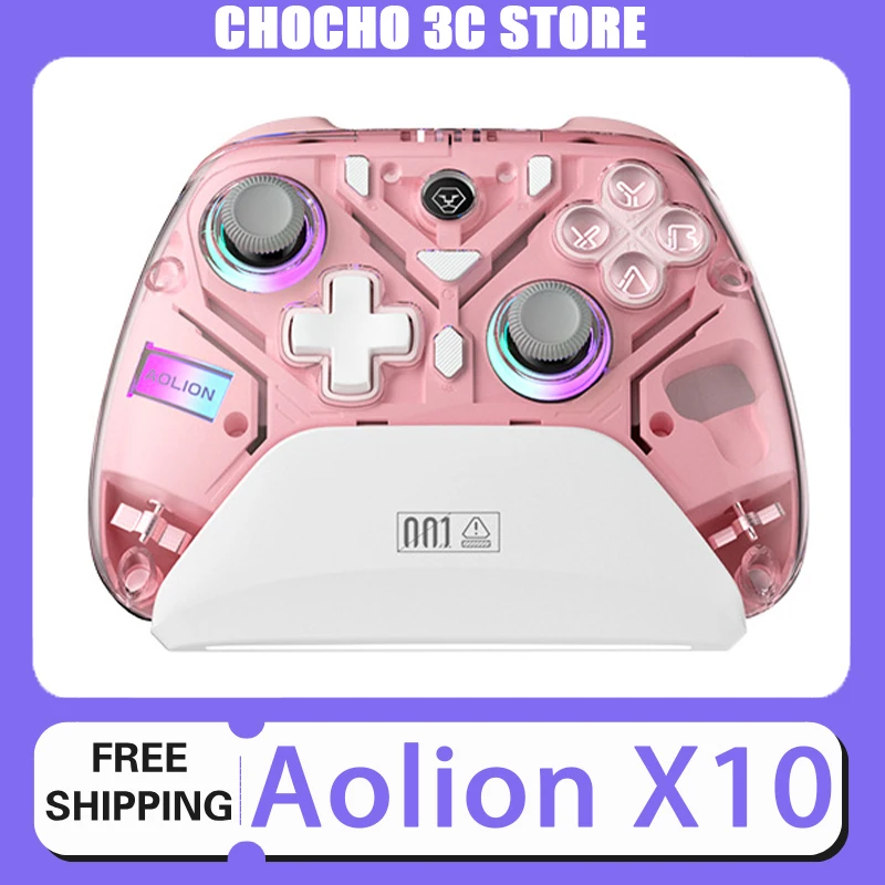 Aolion X10 Gamepad Bluetooth Wireless Dual Hall Body Vibration Rgb Pc E-Sport Gamers Switch Custom Ergonomics Accessories Gifts