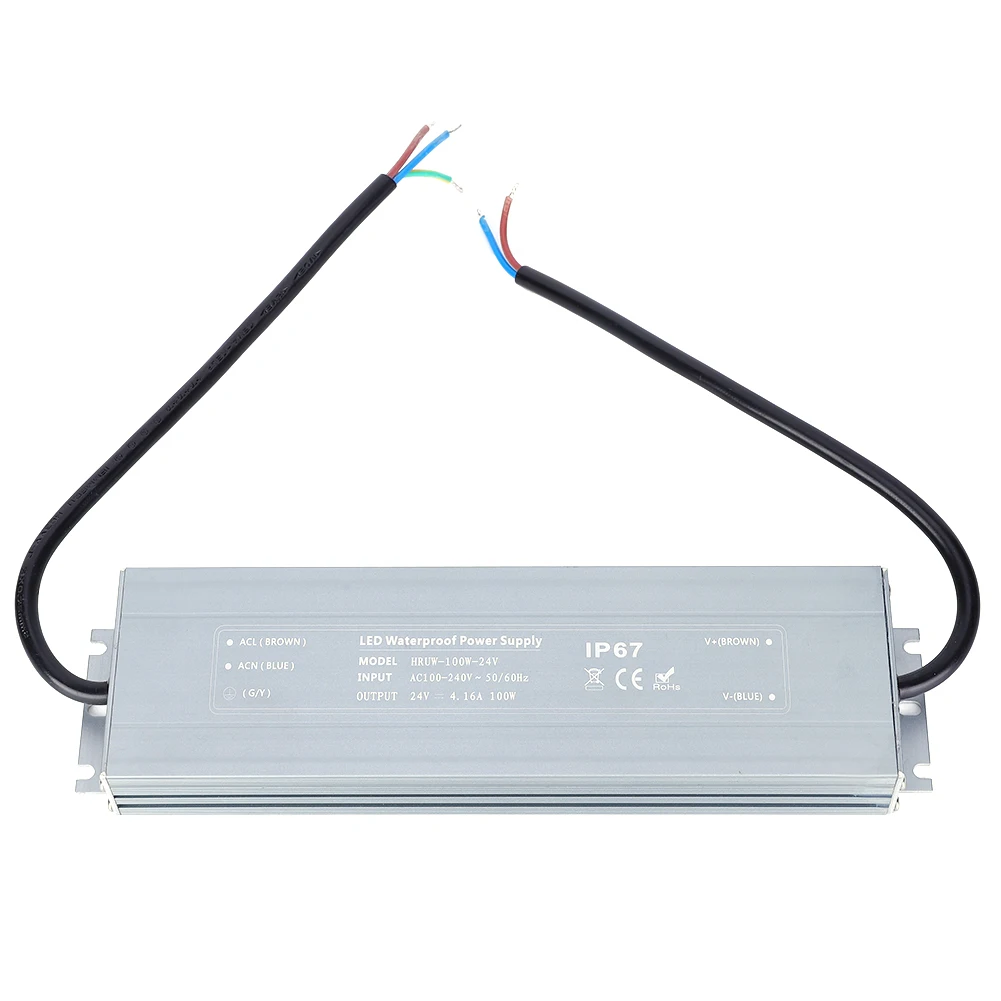 

24V Switch Power Supply IP67 Waterproof Made of High Quality Materials Anodized Surface 100-240VAC LED Driver Transformer