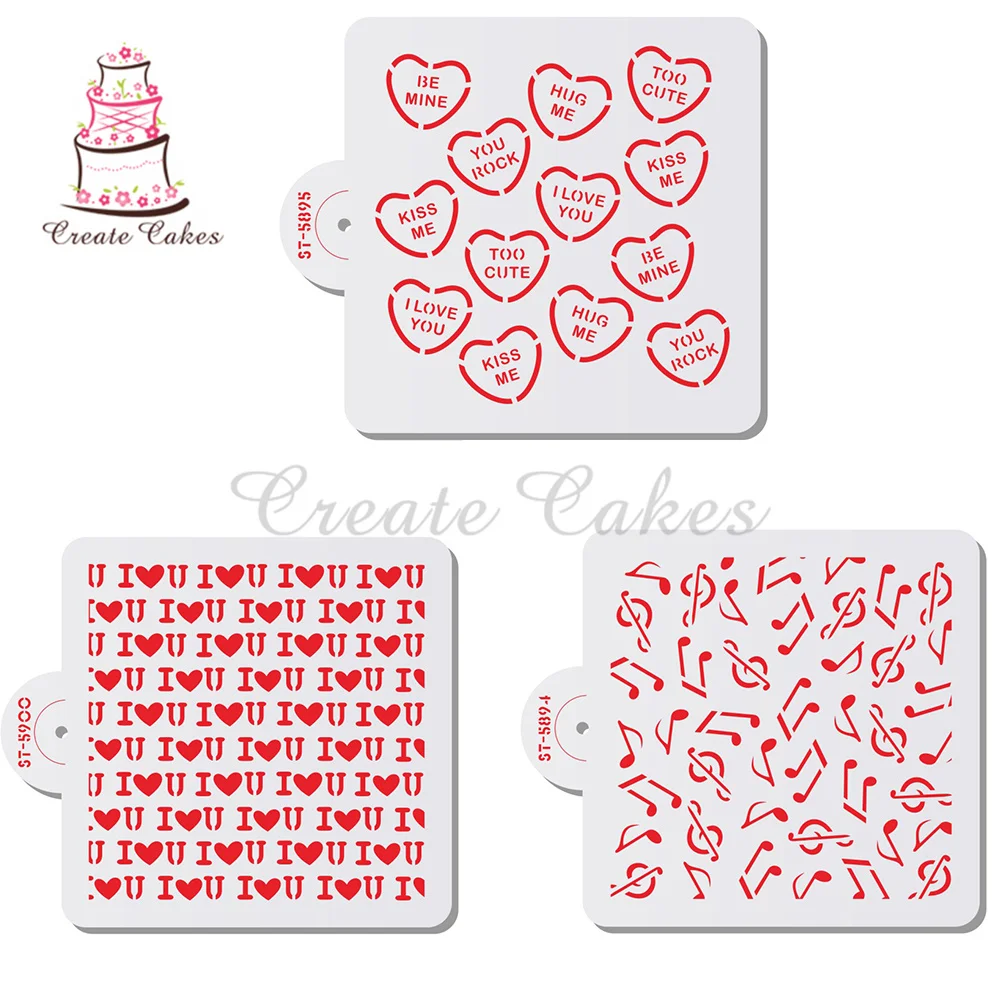 Sweet Love Cookie Stencil Wedding Cupcake Stencil Plastic Stencil Cake Side Lace Stencil DIY Drawing Shape Cake Decorating Tool