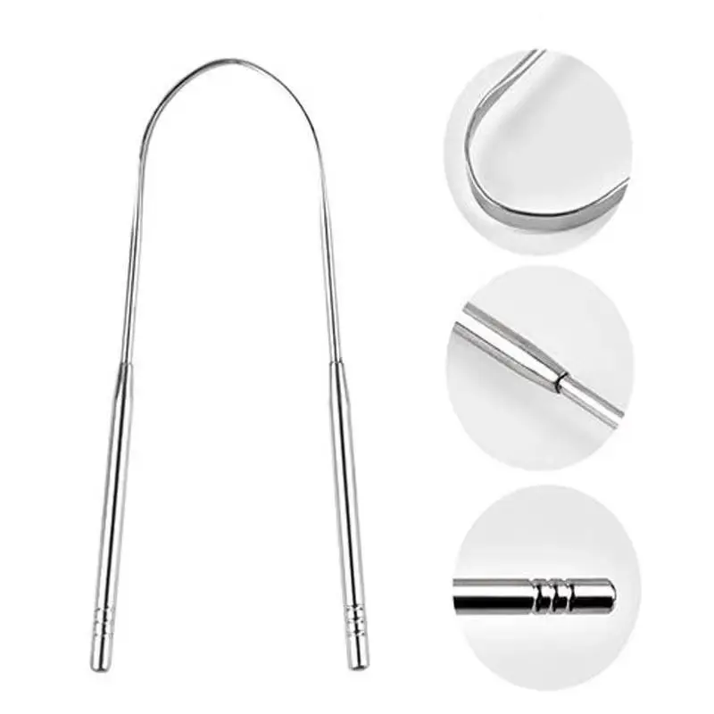 Hot Sale 3Pcs Stainless Steel Tongue Scraper Professional Tongue Brush Cleaner For Removing Tongue Coating Oral Care Tool