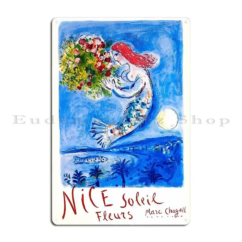 1962 Marc Chagall Nice Soleil Fleurs France Travel Poster Metal Sign Rusty Cinema Mural Customize Wall Tin Sign Poster