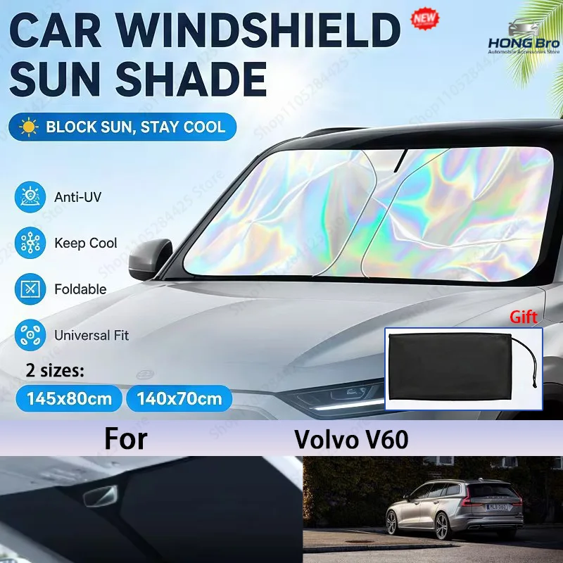 For Volvo V60 Foldable Front Windshield Sun Shade UV Reflective Sun Protection Cover Car Interior Accessories