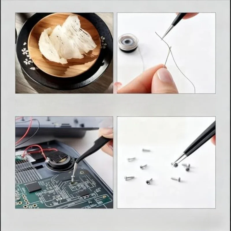 Antistatische Präzisionspinzette, Schwarze DIY-Pinzette für Nagelkunst und Wimpernverlängerung, Schönheitswerkzeuge, Make-up-Tools, Wimpernpinzette – Detail 6