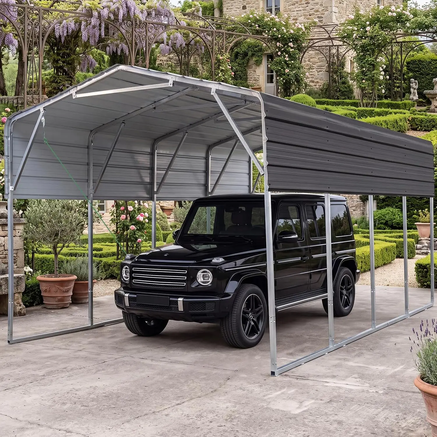 Heavy Duty Metal Carport 12x20 FT Steel Carport for Cars RVs Trucks, Customized