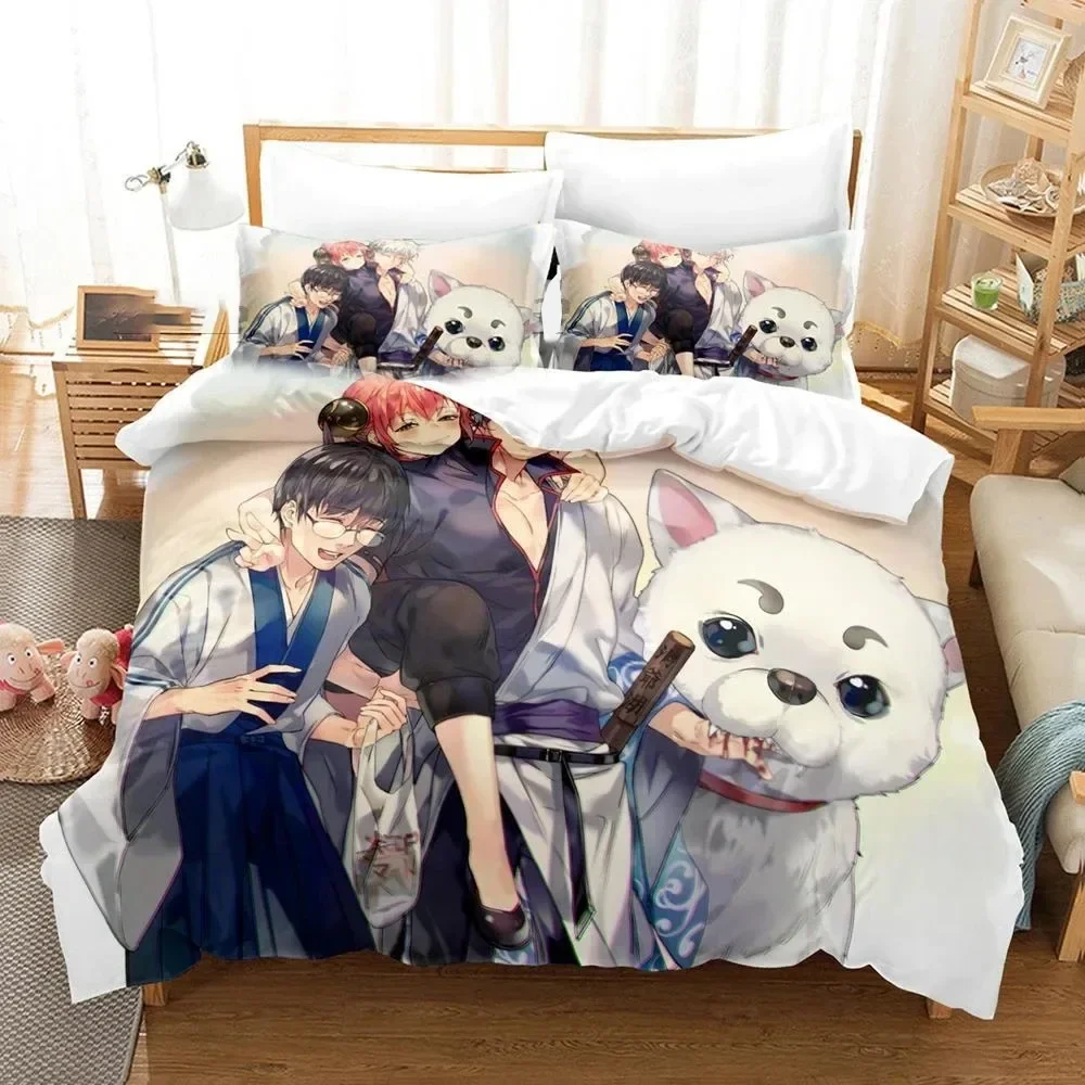 3D Printed Gintama Bedding Set Anime Gintoki Sakata Duvet Cover Double Twin Full Queen King Adult Kids Bedclothes Quilt Cover