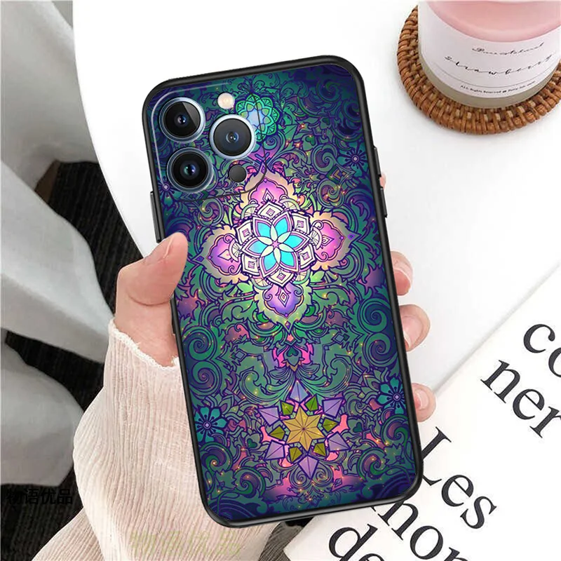 Ultra Thin Matte Soft Abstact Elephant Mandala Phone Case For iPhone 16Pro 15 14 13 12 Mini 11 16 Pro Max 7 8 Plus XR SE Cover