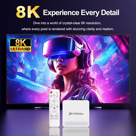 Android 14 Smart TV Box H96 MAX H618 PLUS TV Box 8K HDR Wifi6 BT5.4 Voice Assistant Remote Media Player Set Top Box 4GB 32GB