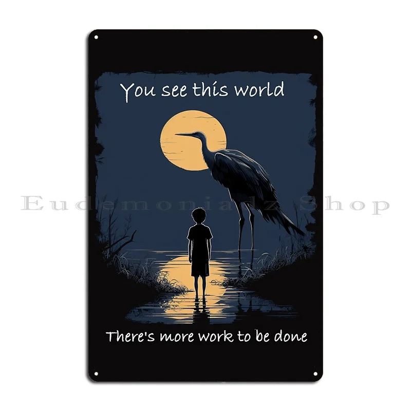 The Boy And The Heron Metal Sign PaintingCustomized Cave Garage Wall Cave Tin Sign Poster