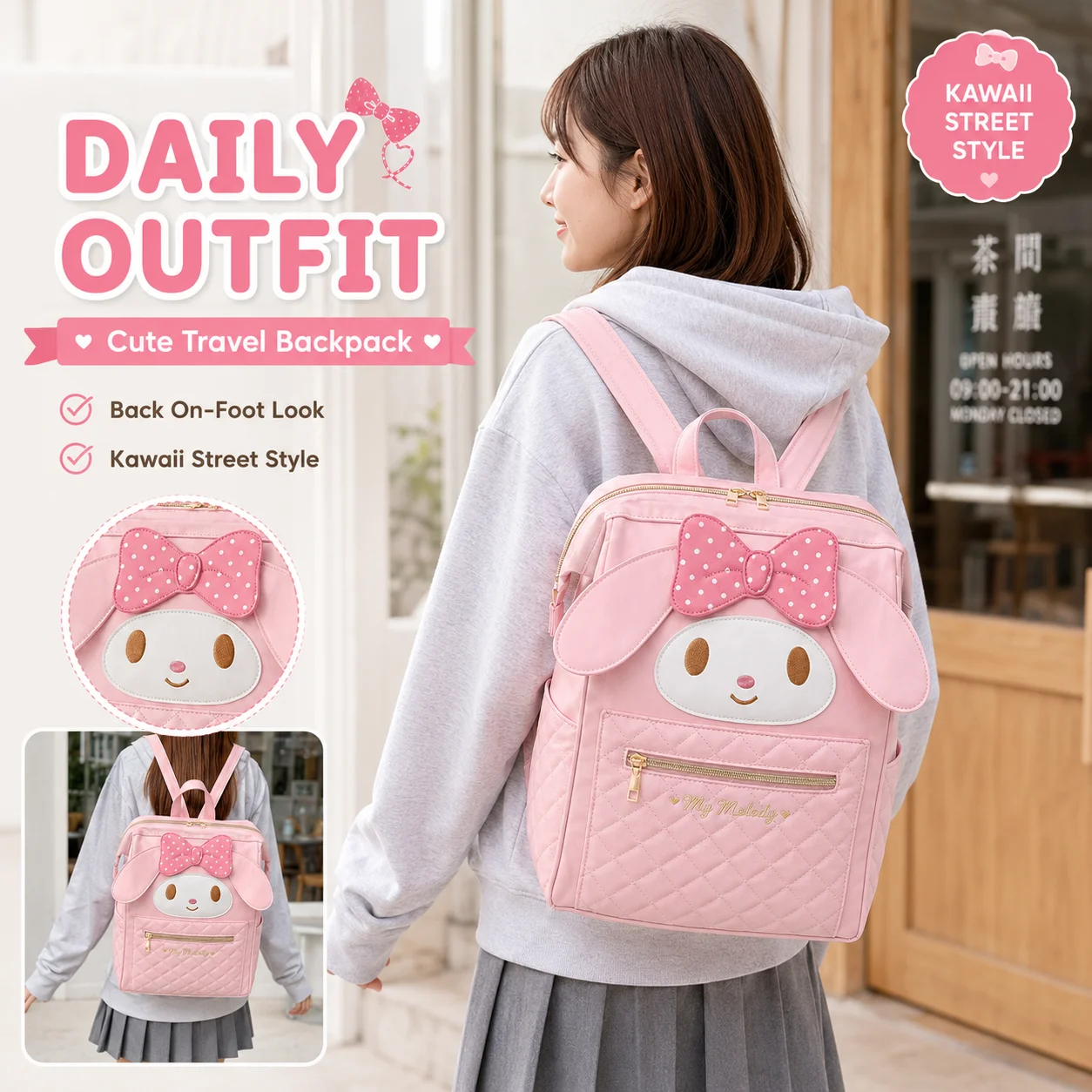 Kawaii Sanrio Backpack My Melo - đánh giá và giá Leather Work Backpack