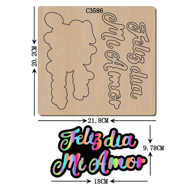 New feliz dia me amor Wooden die Scrapbooking Cutting Dies C3586