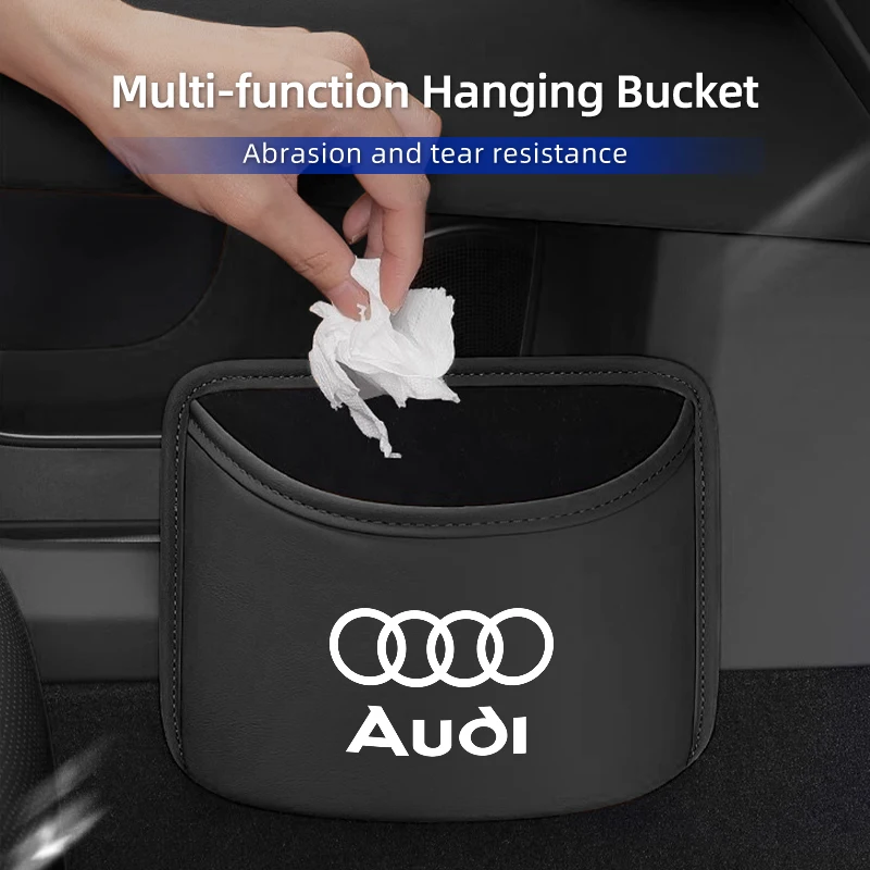 

Автомобильный ящик для хранения дверей из искусственной кожи, подвесной мусорный бак на спинку сиденья, аксессуары для Audi Quattro TT A3 A4 A6 A5 Q5 A1 Q7 Q3 A8