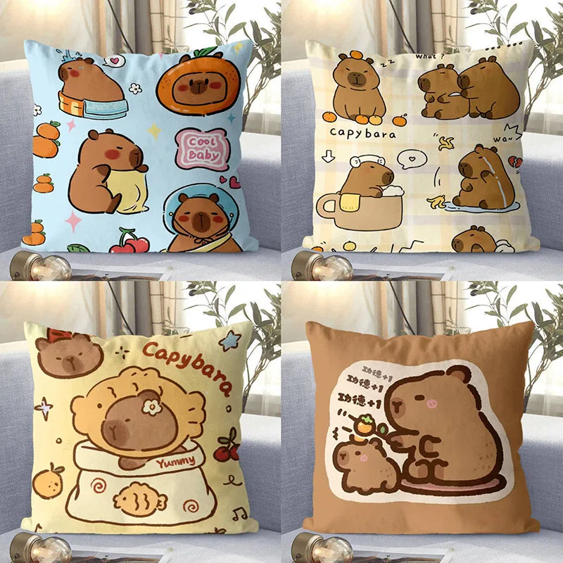 Miniso Cute Capybara Pillow Cartoon Versatile Soft Comfort Bedroom Dormitory Sofa Office Car Headrest Toys Girl Birthday Gifts