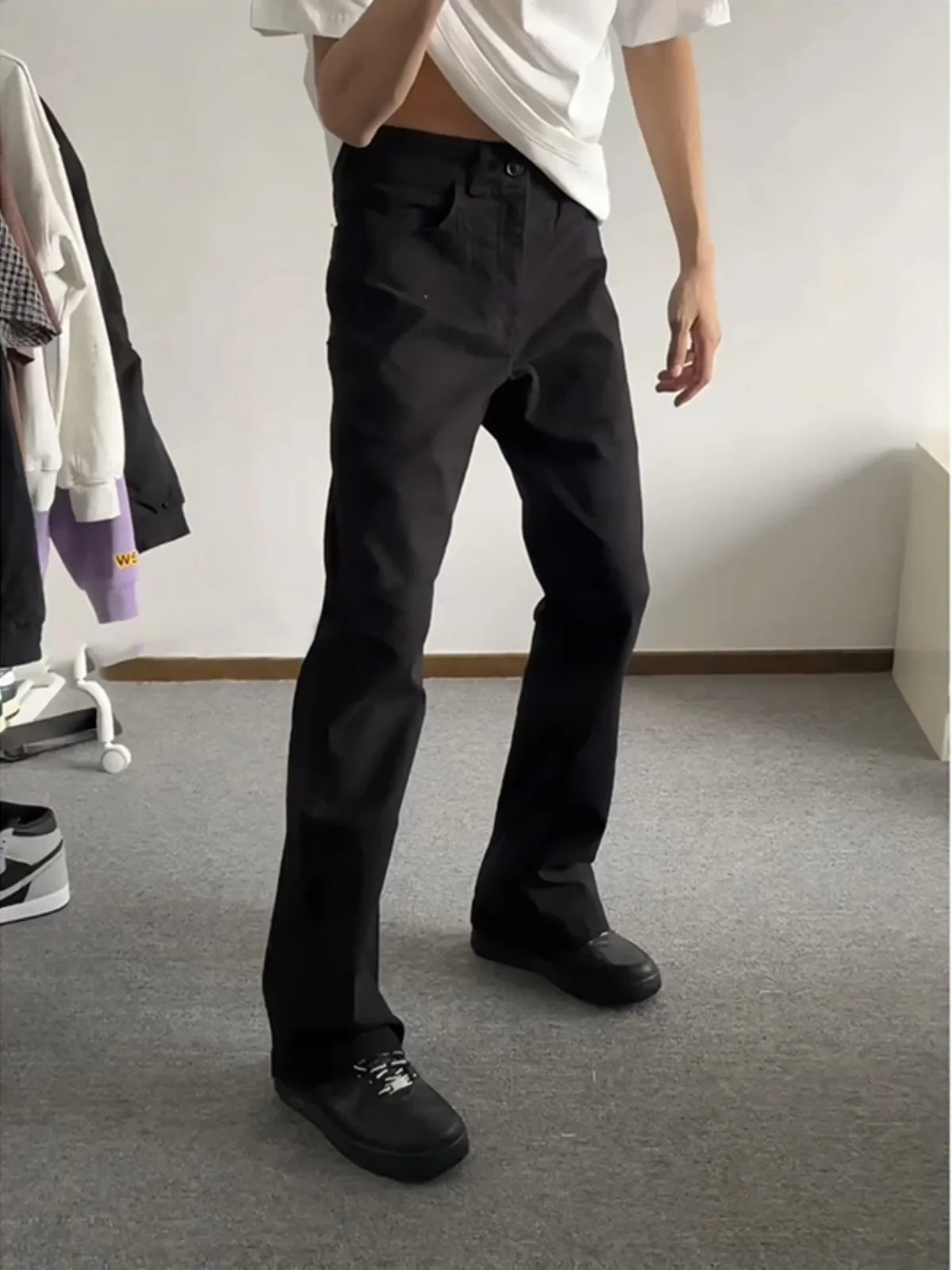 

Джинсы Bla Knife для мужчин, летние, прямого кроя, расклешенные, облегающие, длинные брюки в американском стиле High Street Vibe, прямые джинсы