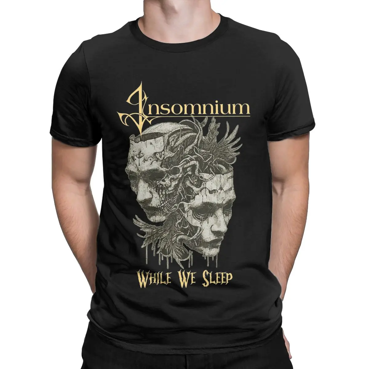 Men's T-Shirt Insomnium While We Sleep Humor Pure Cotton Tees Short Sleeve T Shirt Round Collar Clothing Big Size