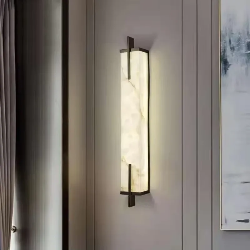 Modern LED Wall Lamp Luxury Marble Design for Living Room TV Background Bedroom Bedside Lighting Fixture Home Decor