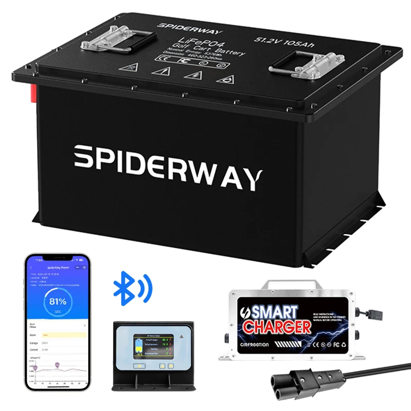 48V 105Ah Golf Cart Buggy LiFePO4 Lithium Battery Conversion Kit for Yamaha G19 G22 W/25A Fast Charge
