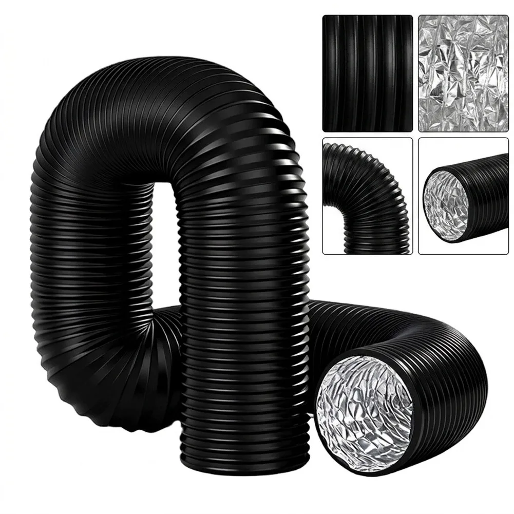 19 Foot Aluminum Foil Duct Hose 4in Diameter with Dual Stainless Clamps for Dryer Venting Closet Cabinet and Rack Cooling