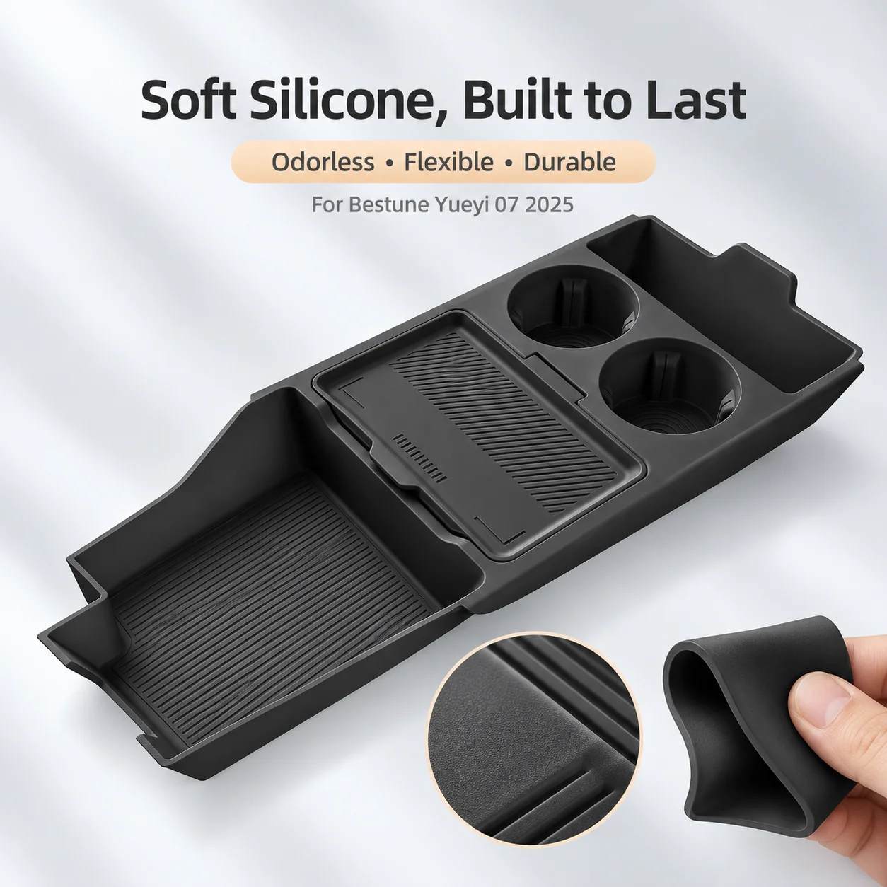 For Bestune Yueyi 07 2025 Center Console Lower Storage Box Non-Slip Silicone Organizer Tray Car Interior Accessories