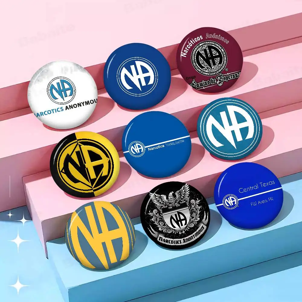 Narcotics Anonymous Anime Soft Button Pin Round Metal Badge Lapel Pin Parts Gift Friends Kid Jewelry