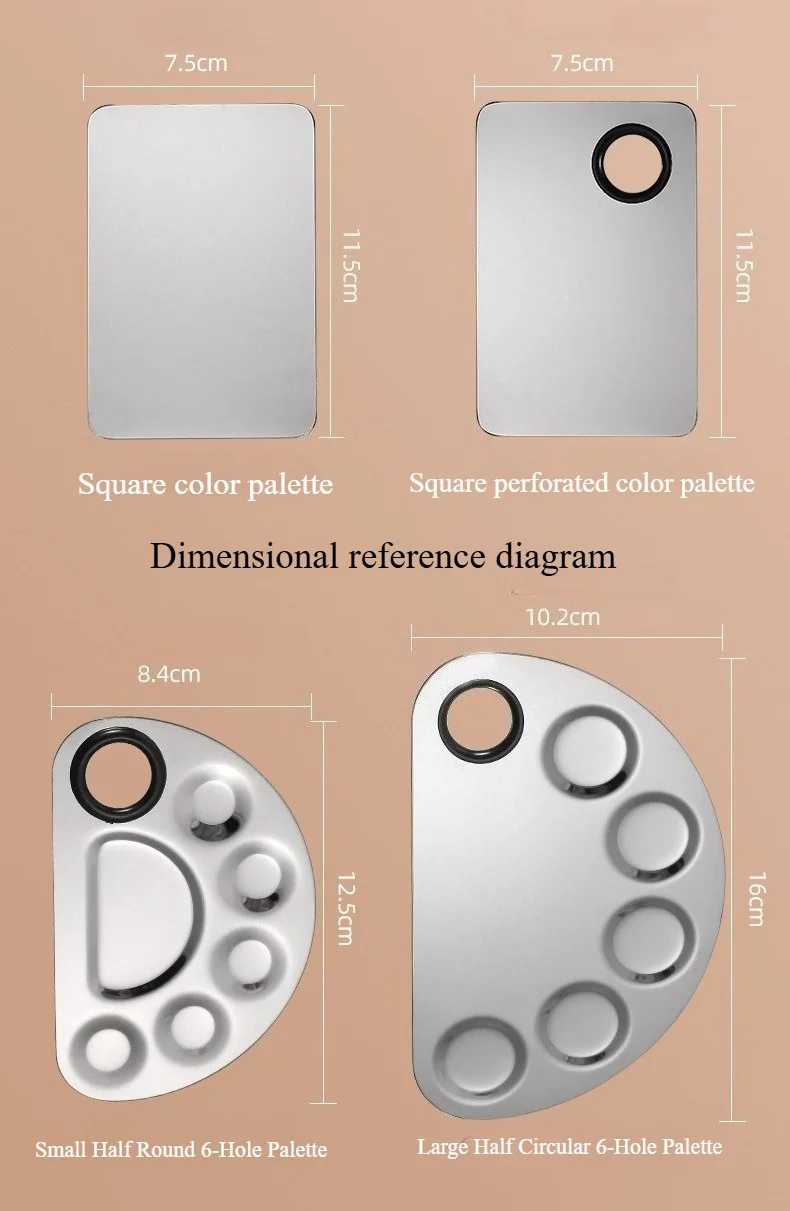 With Spatula Rod Makeup Color Palette Portable Stainless Steel Liquid Foundation Mixing Tray Durable Makeup Color Board