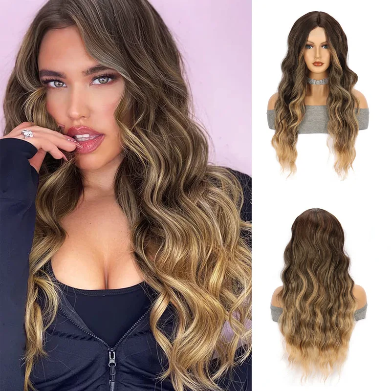 fake-european-and-american-women's-fluffy-long-curly-small-lace-wig-with-gradient-color-synthetic-fiber