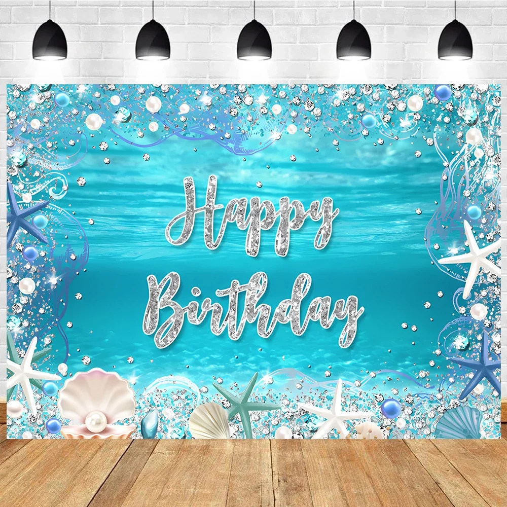 Little Mermaid Theme Party Backdrop Photography Baby Shower Decor Background Girl Birthday Wedding Cake Table Backgrounds