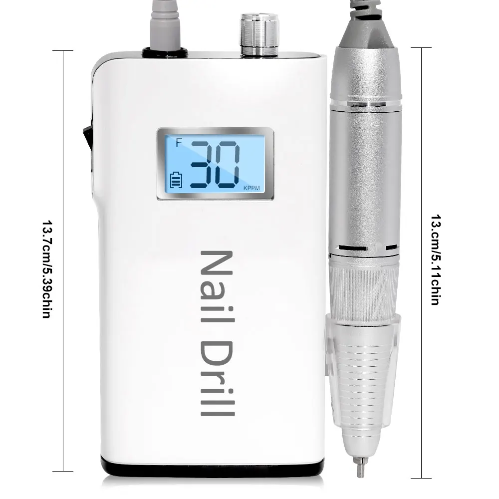 30000RPM Electric Nail Drill Rig levigatrice ricaricabile LCD HD Display Gel lucidatrice per unghie per salone di bellezza domestico