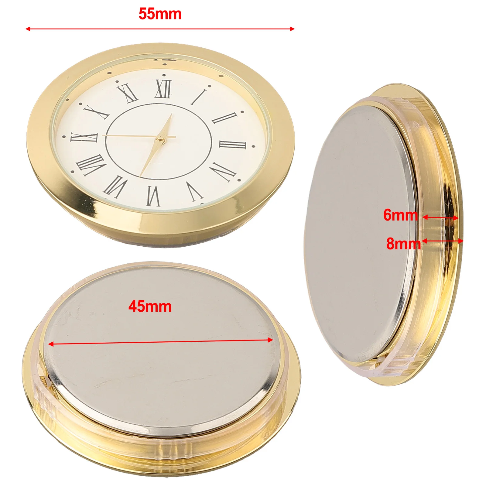 Crafting-Focused Quartz Clock Insert for 50mm Round Applications Featuring Precision Movement and For Minimalist Design