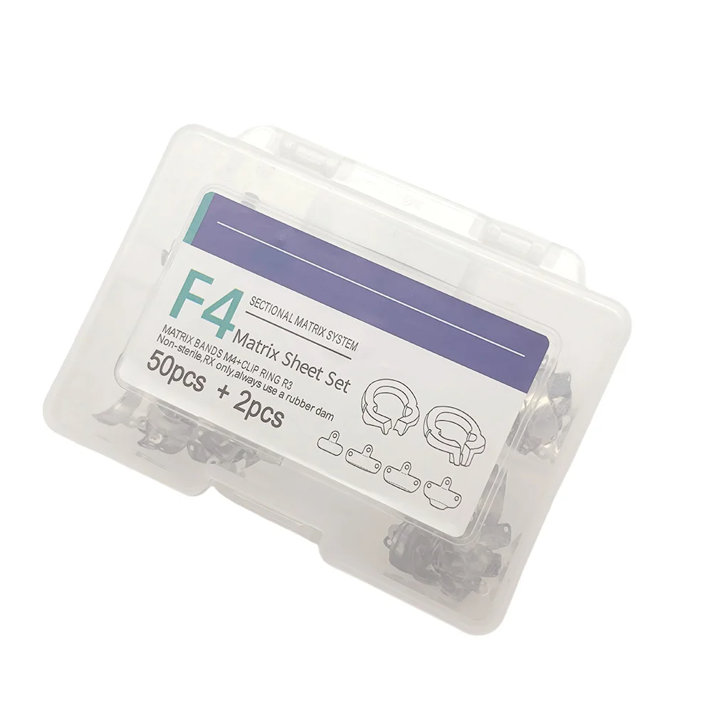50 Piece Dental Metal Matrix Bands and 2 Resin Clamps Sectional Kit for Composite Resin Fillings Restoration Supplies