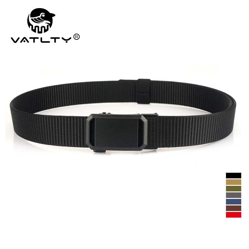 

VATLTY 34 мм повседневный мужской ремень, матовый черный, тактический уличный ремень с автоматической пряжкой, натуральный нейлоновый джинсовый пояс, мужской ремень