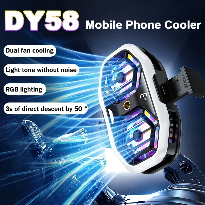 

DY58 Mobile Phone Cooler Semiconductor Cooling Fan Radiator For IOS Android PUBG Live Streaming 3 Gear Adjustable Cool Heat Sink