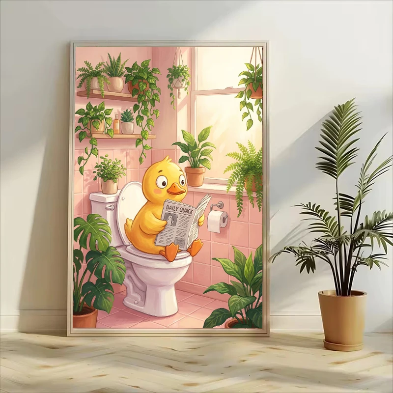 Funny Bathroom Black Cat Canvas Poster Retro Animal Toilet Wall Art Prints for Modern Living Room Bedroom Bathroom Home 