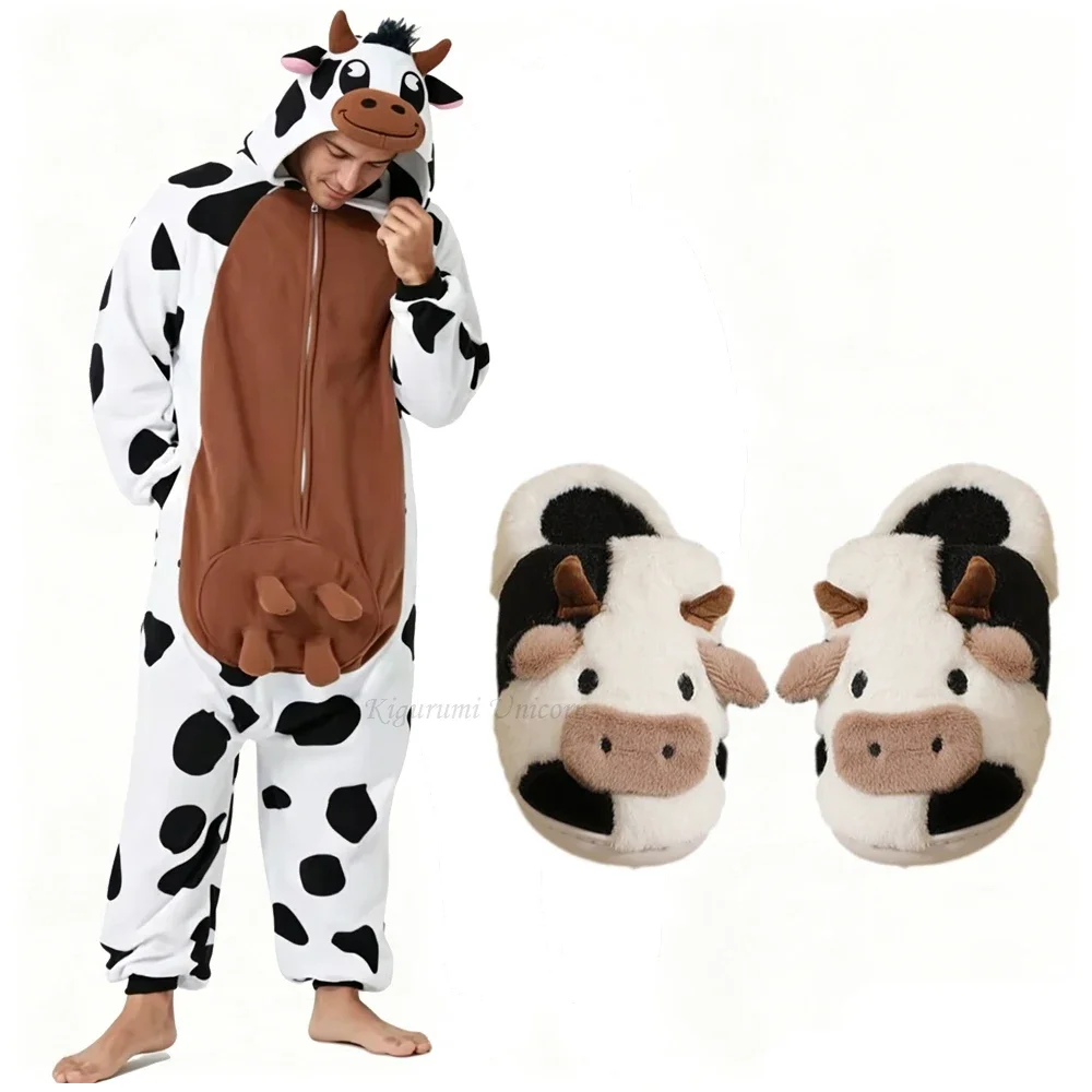 Cow Animal Kigurumi Unicorn Pyjamas Halloween Onesies Adult Cartoon Pajama Cosplay Party Costume Men Women Homewear Slipper XXL