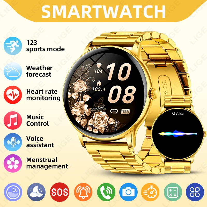 LIGE Full Touch HD Thin Screen Smart Watch Sport Fitness Tracker Smartwatch Women Men Bluetooth Call IP68 Waterproof Watches
