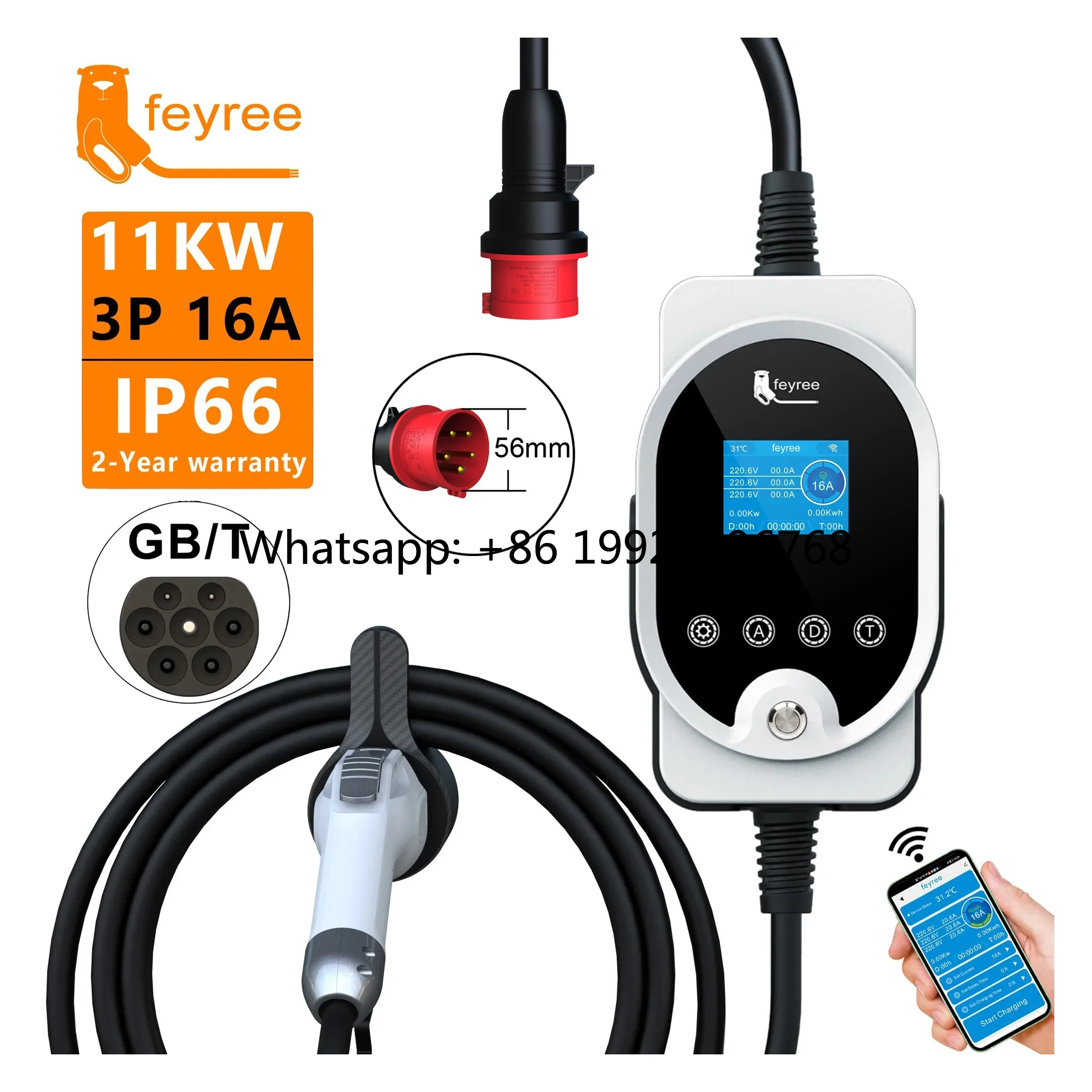 

Feyree 11KW Charger Electric Car Automobile Accessories GBT Ac Fast Charger Ev China Brand Electric Car