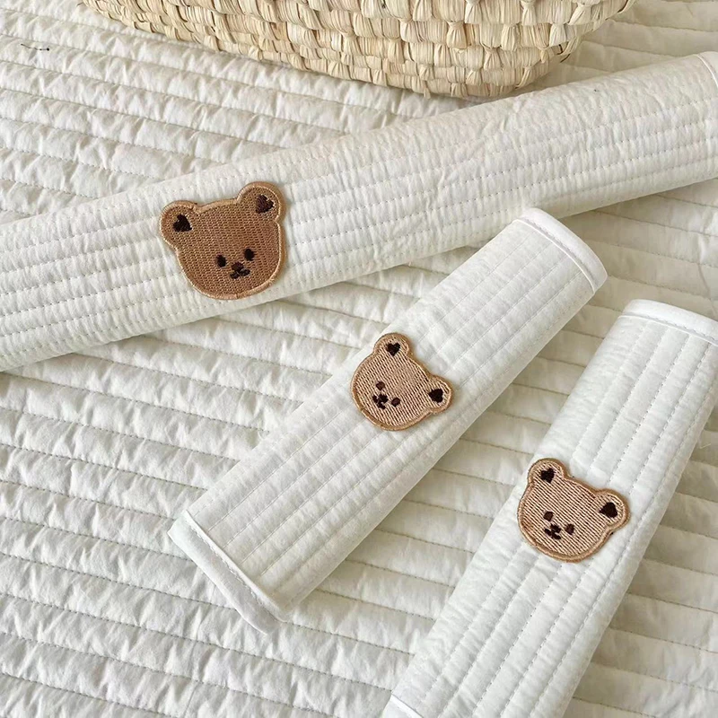 Cubierta protectora para manillar de cochecito con bordado de animales, protector de hombro antimordida, accesorio de pasamanos delantero resistente al agua