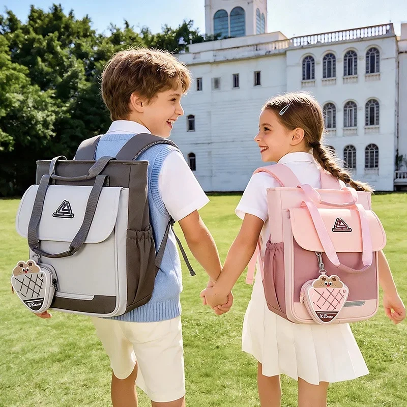 Children's Dual-use Schoolbag Boys Girls Elementary School Multi-functional Anti-waterproof Shoulder Bag Handheld Tutor Bag SAC