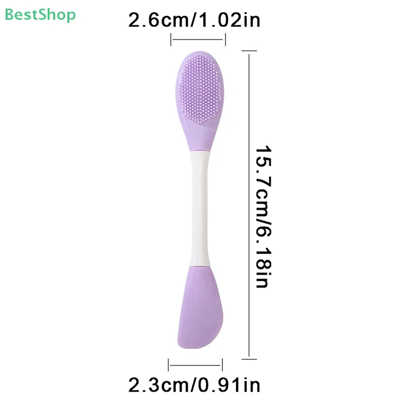 Spazzola per maschera per il viso a doppia testa in silicone Spazzola per la rimozione dei punti neri esfoliante per il viso Spazzola per pellicola di fango Spatola Strumento per la cura della pelle del viso
