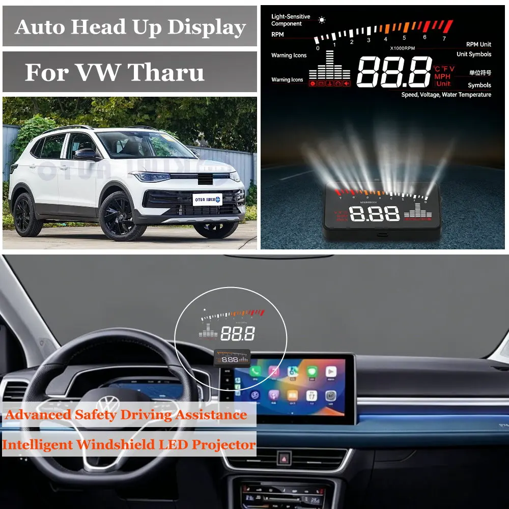 

Car Head Up Display For Volkswagen VW Teramont Tharu 2017-2026 AUTO HUD Windshield Projector Speedometer Odometer RPM