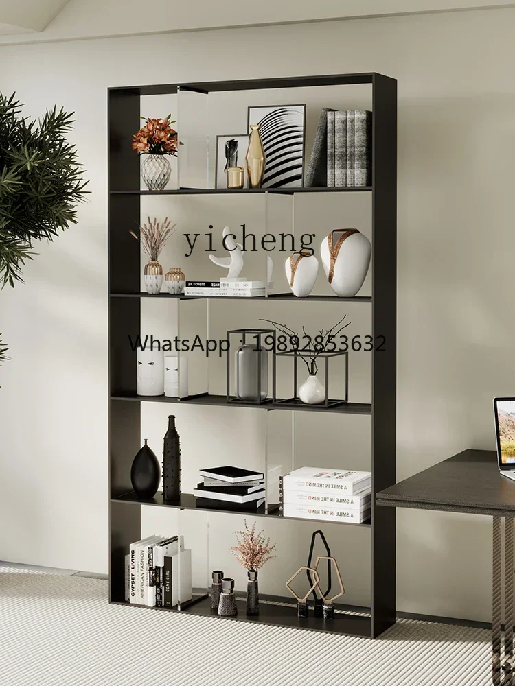 

TT minimalist stainless steel acrylic bookshelf high-end light luxury floor multi-layer office shelf