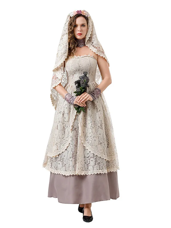 ローヴィーン 新成人向けコスプレ ゴーストブライド レース ヴィンテージ コート ドレス パフォーマンスコスチューム 中国製 冬 2025