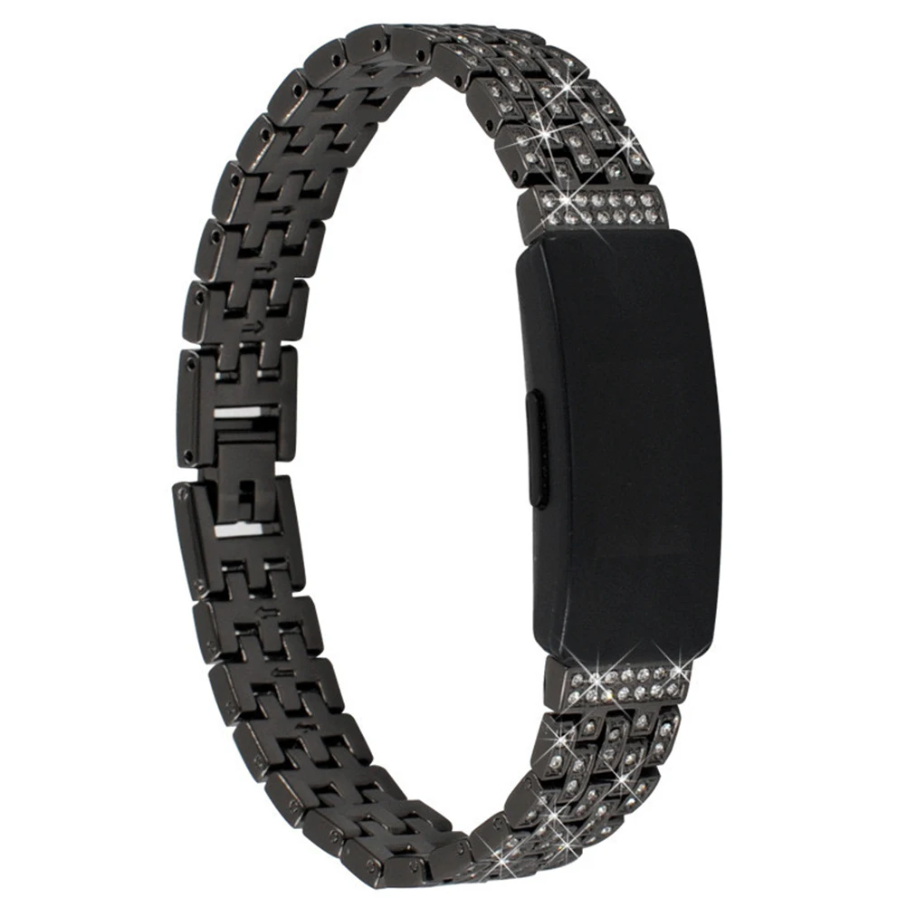 

1Pcs Metal Wrist Strap Comfortable Durable Watchband Replacement for Black Stylish Diamond Design Wrist Accessories