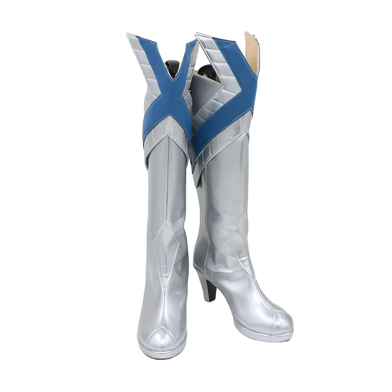 لعبة إيما فروست وايت كوين التأثيرية أحذية كرنفال الهالوين أحذية مصنوعة يدويًا من الجلد الصناعي