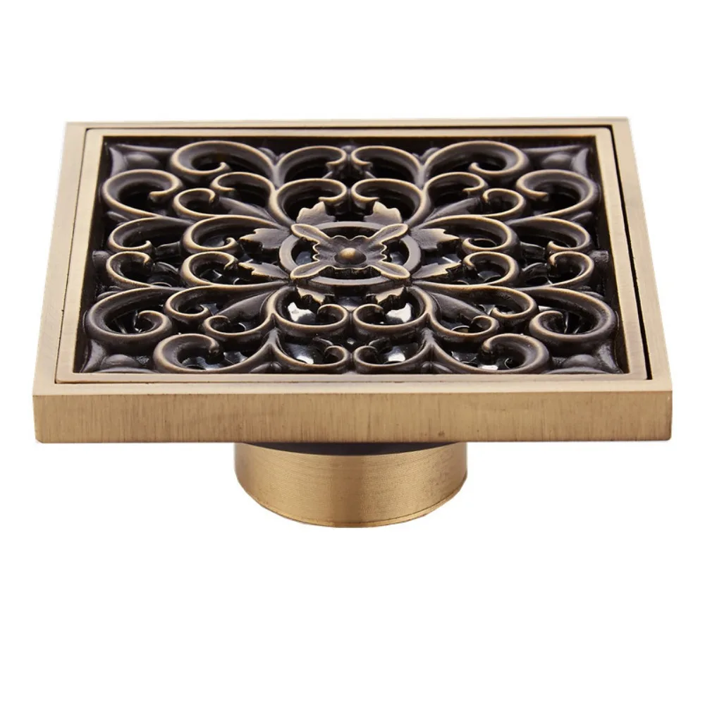 

1 Piece European Antique Copper Self-priming Anti-Odor Floor Drain, Bathroom Multifunctional Floor Drain Cover Filter