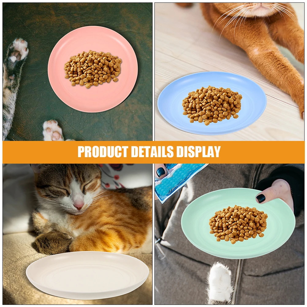 

4pcs Cat Food Bowl Set Shallow Pet Feeding Plates Small Cats Durable Easy Clean Sturdy Round Cat Dishes Indoor Kitten Puppy